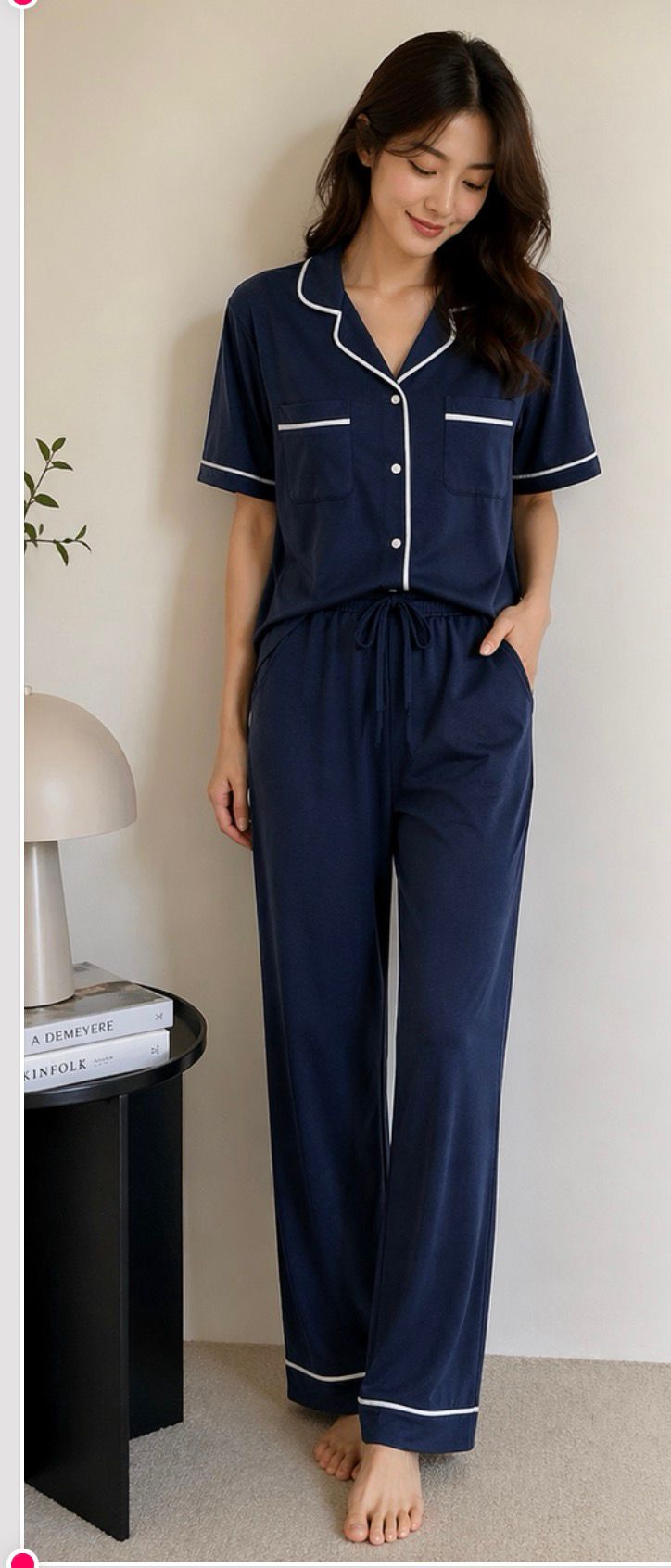 Midnight Calm Long Set – Midnight Blue Signature Family Version II Bamboo(S-XXXL)