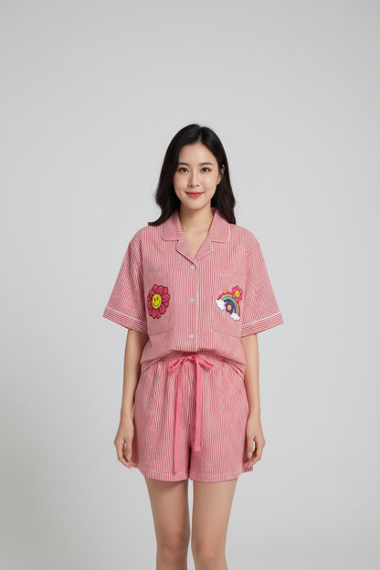 Signature Rose Stripe Short Set – Bamboo