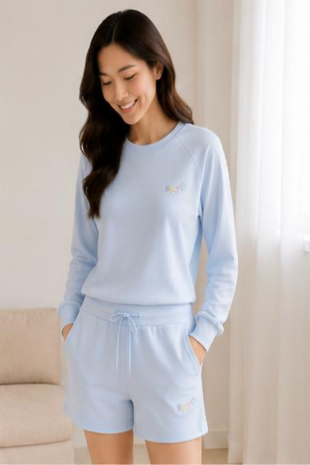 Powder Blue Premium Cotton Lounge Set