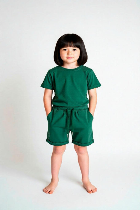 Premium 2-Piece Shirt & Shorts Set – Emerald Green (Bamboo)