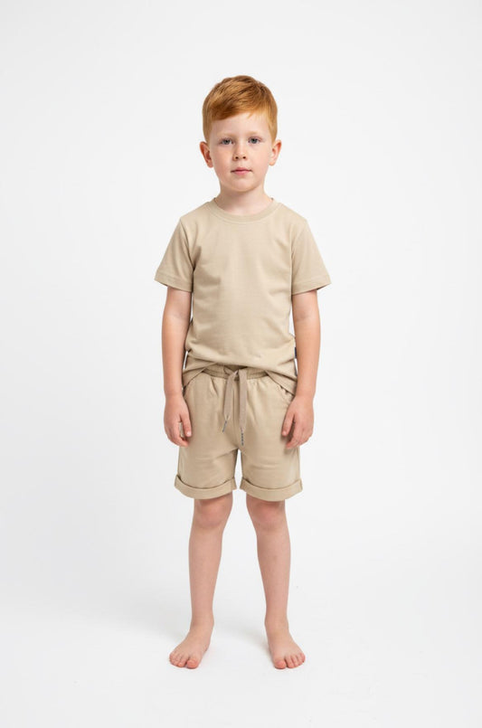 Premium 2-Piece Shirt & Shorts Set – Stone (Bamboo)