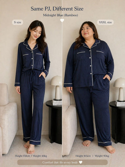 Midnight Calm Long Set – Midnight Blue Signature Family Version II  Bamboo (XXL - XXXL)