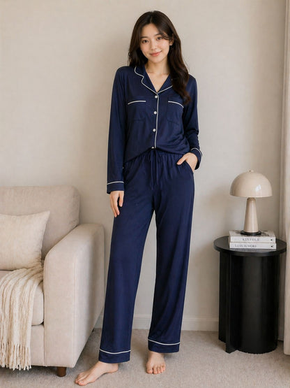 Midnight Calm Long Set – Midnight Blue Signature Family Version II  Bamboo (XXL - XXXL)